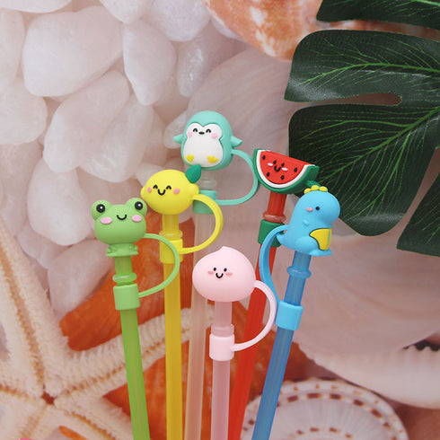 Cute Cartoon Silicone Straw Cap Dust PlugTumbler Straw Toppers for Tumblers, Dust-Proof Drinking Straw Caps for Reusable Straws Tips